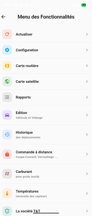 Menu des fonctionnalités FINOU: Menu des fonctionnalités