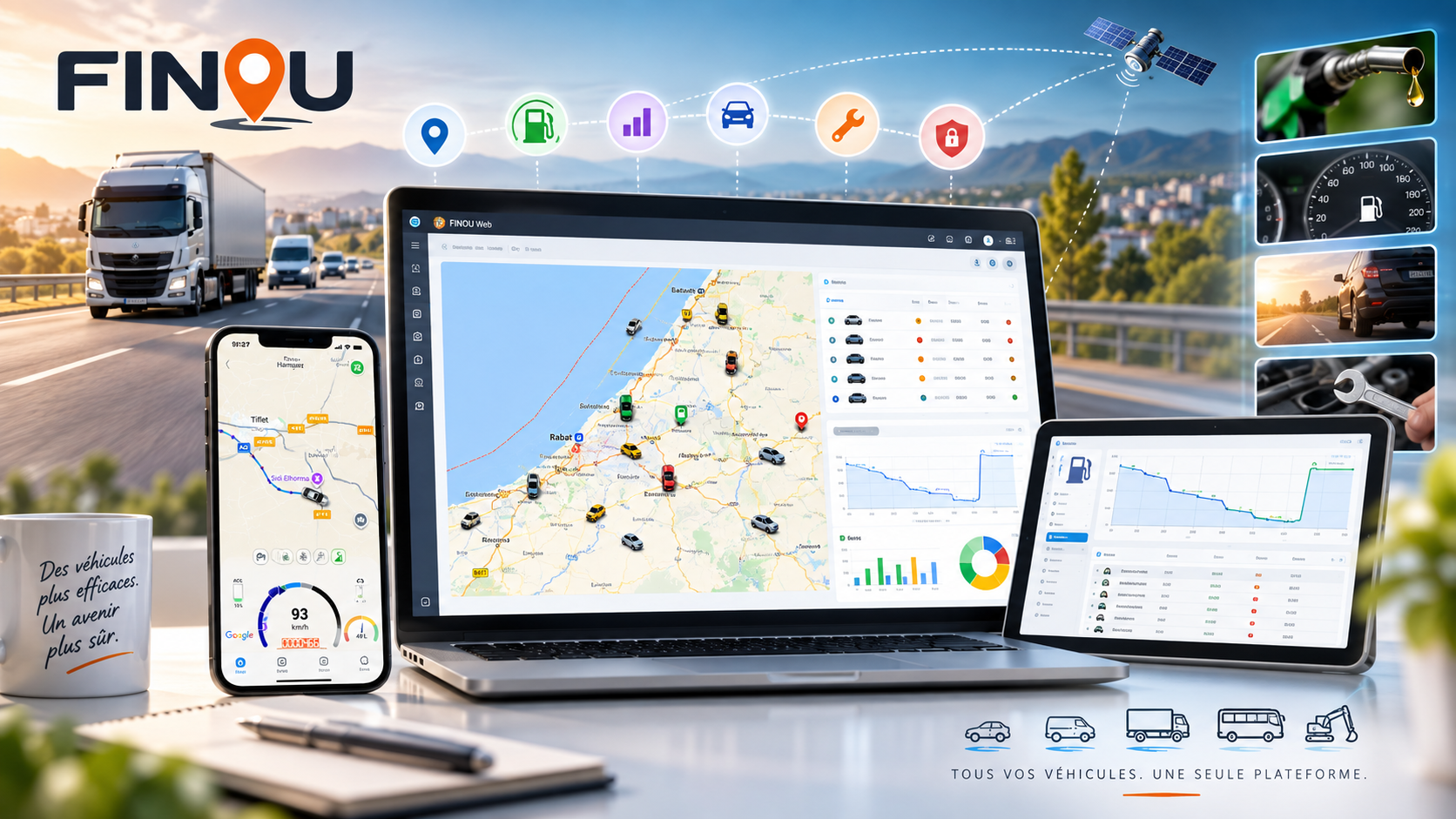 FINOU Web : gestion de flotte, suivi du carburant et télémétrie automobile avancée